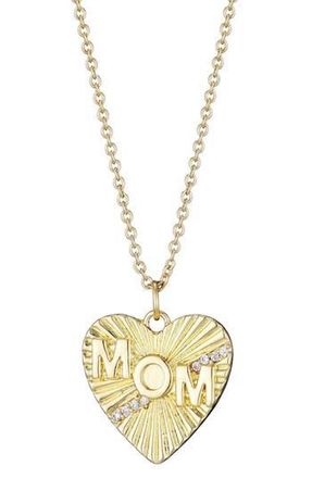 Adornia Cubic Zirconia Fluted Mom Heart Pendant Necklace in Gold at Nordstrom Rack