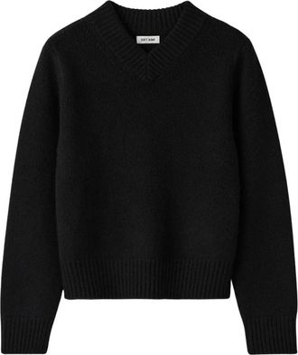 Soft Goat Chunky V-neck Trui - Dames - Cashmere truien - Zwart - S - Kasjmier - Truien & Vesten