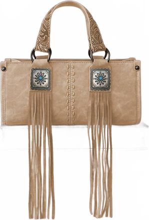 Montana West Western Fringe Concho Collection Mini Crossbody Bag In Tan