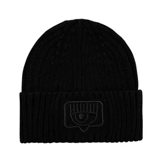 Chiara Ferragni Accessoires, Dames, Zwart, ONE Size, Wol, Beanie met wolmix