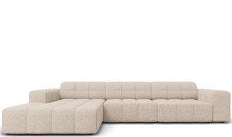 BLOOMINGLOFT 4-Sitzer Design Ecksofa Chicago mit Eckteil links, Chenille-Bezug