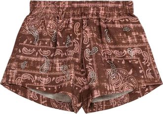 A Paper Kid Short Shorts, female, Brown, Size: XS Bandana Print Shorts