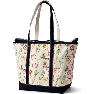 Lands End Medium Print 5 Pocket Open Top Canvas Tote Bag in Vegetable Multi/natural at Nordstrom, Size X-Large