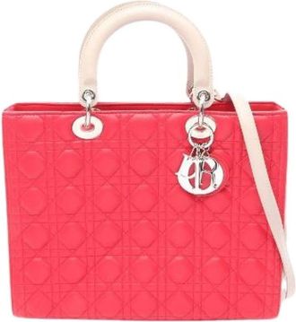 Dior Pre-owned Lady Dior Leather 2way Bag - Dames - Vintage Handtas - Roze - ONE Size - Leer - Vintage