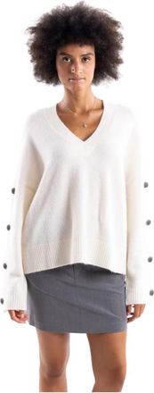 Akep Andrea V-neck Truien - Dames - V-hals truien - Wit - XS - Wol - Truien & Vesten