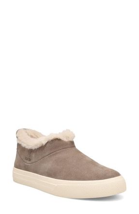Taos Mini Chic Water Resistant Faux Fur Ankle Bootie in Dark Taupe Suede at Nordstrom, Size 7.5