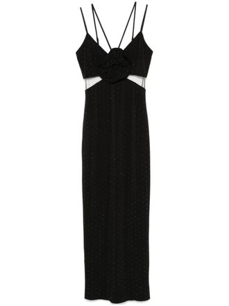 Nissa floral-appliqu&eacute; maxi dress - Black