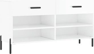vidaXL Vidaxl - Banco zapatero madera de ingeniería blanco brillo 102x35x55 cm