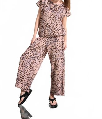 Joseph Ribkoff Pleated Animal Print Cocoon Top In Beige Multi