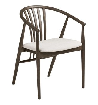 Moloo Silla de comedor en roble ahumado macizo y tela beige
