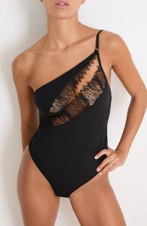 Etam Mysterieuse Lace Inset Bodysuit in Black at Nordstrom Rack, Size Medium