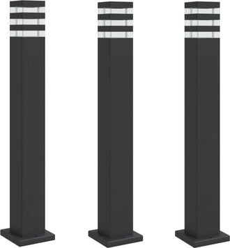 vidaXL Outdoor Floor Lamps 3pcs Black 80 cm Aluminium Vidaxl