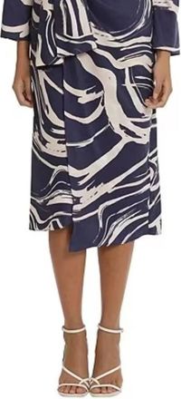 Donna Morgan Tied Waist Marble Print Midi Dress In Navy Beige