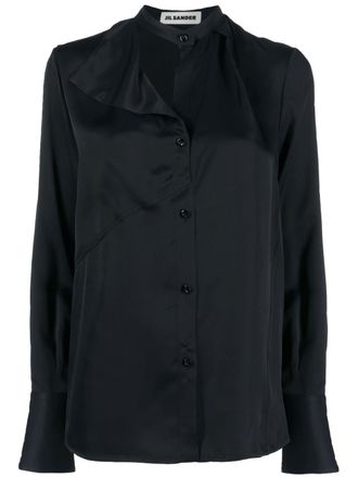 Jil Sander button-front satin shirt - Blue