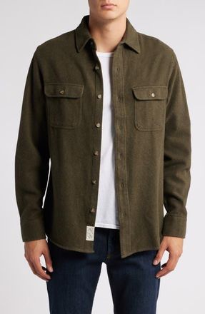Schott NYC Flannel Work Shirt in Olive at Nordstrom, Size Large