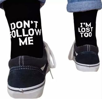 Generic Funny socks *Novelty Socks Dont Follow Me Im Lost Too Socks *Gift Idea For Man (UK, Numeric, 6, 10, Regular, Regular, 1, black)