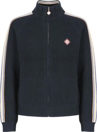 Casablanca Logo-Patch Ritssluiting Trui - Heren - Vesten - Blauw - M - Katoen - Truien & Vesten