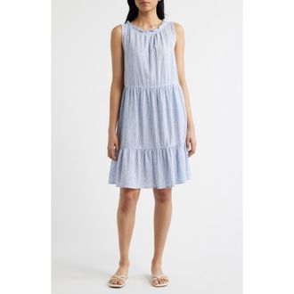 Beach Lunch Lounge Saison Sleeveless Tiered Linen & Cotton Dress in Blueberry Cheesecake at Nordstrom Rack, Size X-Small