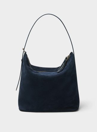 A.P.C. Womens Vera navy blue suede hobo bag