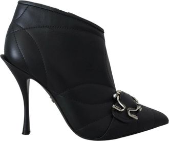 Dolce & Gabbana Gestikte leren stiletto laarzen - Dames - Laarzen met Hak - Zwart - 39 EU - Leer - Schoenen