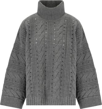 Twinset Turtleneck Maxi Pull - Dames - Coltruien - Grijs - Xs/S - Wol - Truien & Vesten