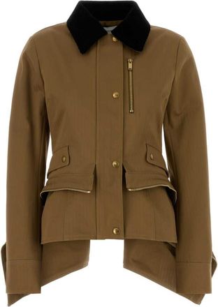 Alexander McQueen Brown Solid Shirt Collar Jacket