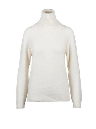 Fabiana Filippi White Wool-Blend Sequin Turtleneck Sweater