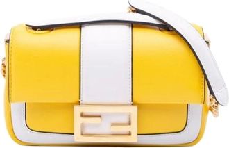 Fendi Pre-owned Shoulder Bags, female, Yellow, Size: ONE SIZE Pre-owned Leather Shoulder Bag