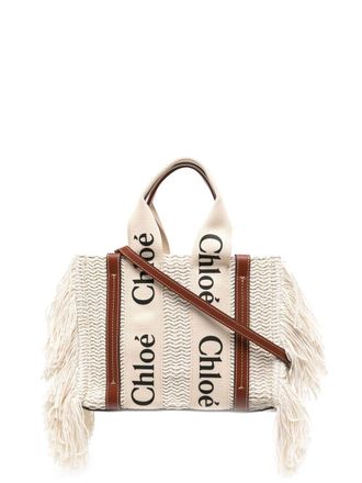 Chlo&eacute; Borsa tote Woody - Bianco