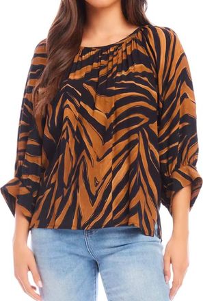 Karen Kane Blouson Sleeve Top In Brown
