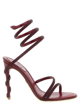 Rene Caovilla Maroon Open Toe Heels