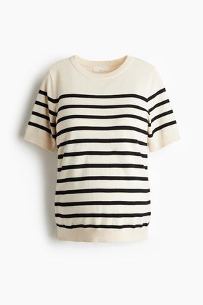 H&M MAMA Feinstrickshirt - Cremefarben/Gestreift