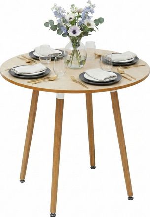 Relaxdays Mesa De Comedor Relaxdays, Redonda (al X &Oslash;): 75 X 80 Cm, Mdf Y Bamb&uacute;, Para 4 Pers., 100 Kg, Estilo Escandinavo, Natural