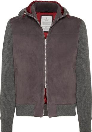 Brunello Cucinelli Suede bomber jacket with quilting in Slate at Nordstrom, Size 4X-Large Eu