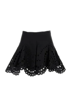 Charo Ruiz Ibiza Black Ruffle Eyelet Skirt