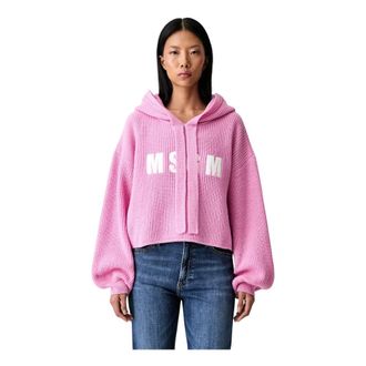 Msgm Msgm, Hoodies & sweatvesten, Dames, Roze, S, Wol, Hooded Pullover