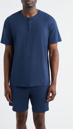 Lunya Slumberknit Henley Pajama T-Shirt in Deep Blue at Nordstrom, Size Xx-Large