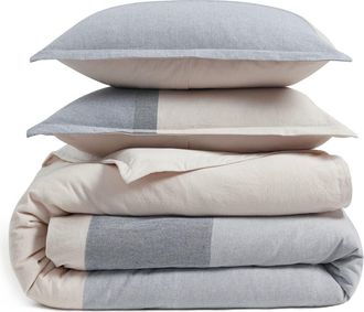 DKNY Colorblock Duvet & Shams Set in Blue at Nordstrom, Size King