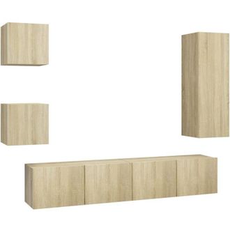 vidaXL Vidaxl - Set Muebles De Sal&oacute;n Tv 5 Pzas Madera Ingenier&iacute;a Roble Sonoma