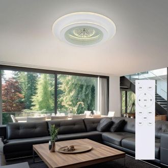 Globo Lighting Plafoniera led plafoniera in cristallo con telecomando luce diurna dimmerabile, timer cct, 36W 1750Lm bianco caldo/freddo, d 46 cm