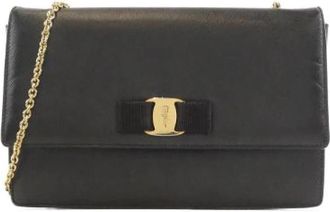 Ferragamo Pre-owned Calf Shoulder Bag - Dames - Vintage Schoudertas - Zwart - ONE Size - Leer - Vintage