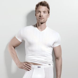 Isa V-Shirt ISA BODYWEAR Shirt kurzarm V-Ausschnitt - Fairtrade, Herren, Gr. XL, weiss (0100 wei&szlig;), Jersey, Obermaterial: 95% Baumwolle, 5% Elasthan, Nade
