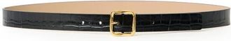 B-Low The Belt Ellie Croco Embossed Leathe Belt in Black Gold at Nordstrom, Size X-Small