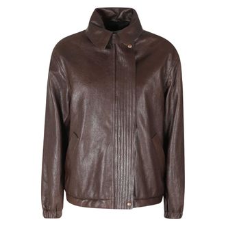 Magda Butrym Oversized Leren Jas - Dames - Jassen - Bruin - Maat: 2XS Leer