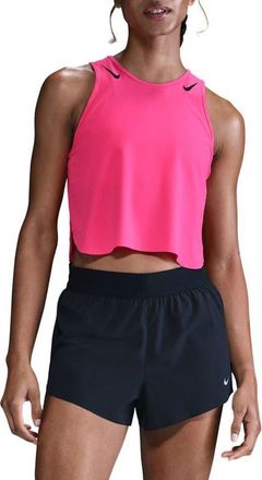 Nike AeroSwift Dri-FIT ADV Crop Running Tank Top in 645 645 Hyper Pink/black at Nordstrom, Size Xx-Large