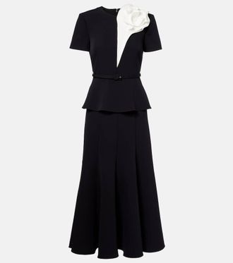 Roland Mouret Floral-appliqu&eacute; cr&ecirc;pe midi dress