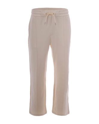 BOSS Open White Straight-Cut Pants with Adjustable Waistband and Central Crease