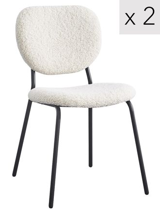Nordlys Set of 2 Scandinavian Dining Chairs with Metal Buttoned Backrests in White