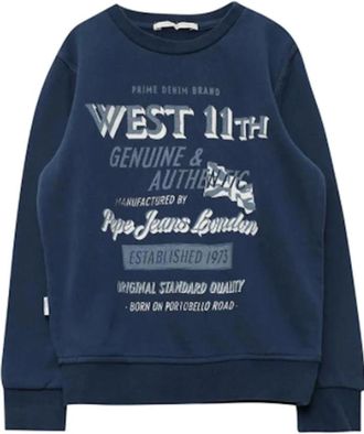 Pepe Jeans London Kids Sweatshirts, male, Blue, 10 Y, Sammy Jr Sweatshirt Navy Blue Logo