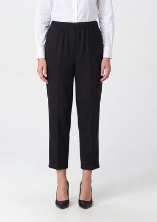 Antonelli Pantaloni cropped in misto lana con vita elasticizzata